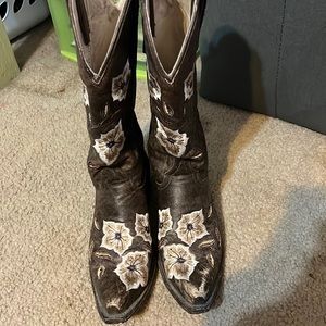 Floral Hand-stitched Cowboy Boots